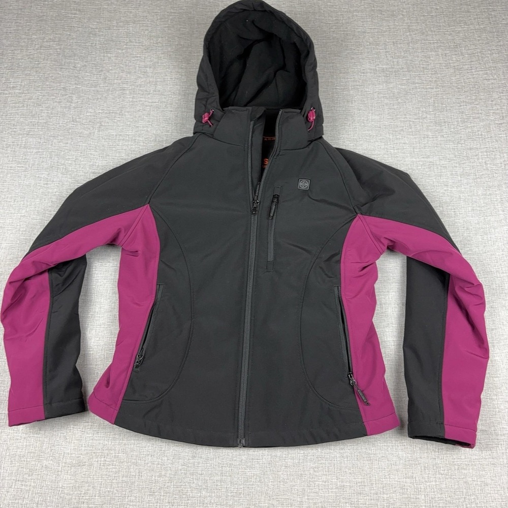Ororo Heated Jacket Womens Small Black Hooded Softshell Full Zip Ski Pockets